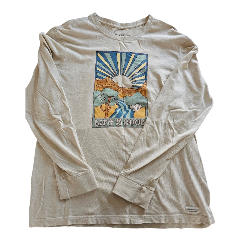 Life is Good Men's Cream Long Sleeve Shirt